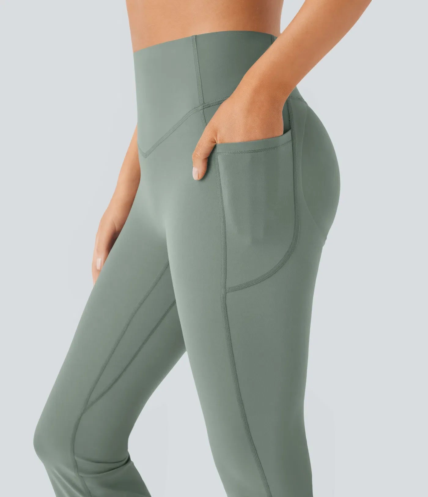 UltraSculpt High Waisted Scrunch Butt Lifting Tummy Control Pocket Shaping Yoga Bootcut Leggings