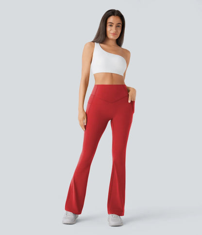 UltraSculpt High Waisted Scrunch Butt Lifting Tummy Control Pocket Shaping Yoga Bootcut Leggings