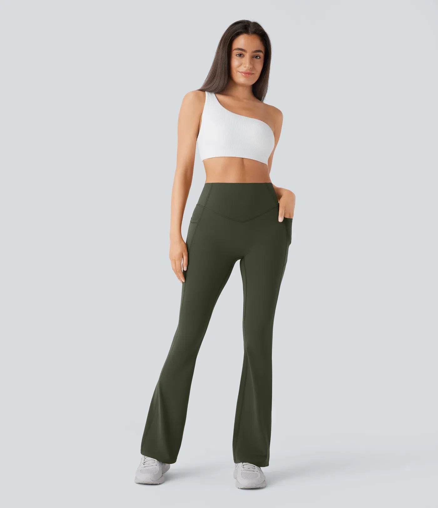 UltraSculpt High Waisted Scrunch Butt Lifting Tummy Control Pocket Shaping Yoga Bootcut Leggings